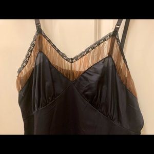 Vintage Luxite Slip, Size 36, Black with Brown Accents